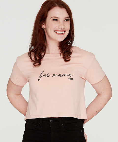 Fur Mama (Cursive) Crop T-Shirt - The Dog Mum