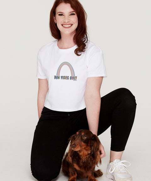Dog Vibes Only Crop T-Shirt - The Dog Mum