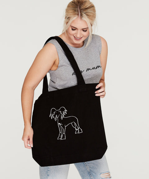 Chinese Crested Dog Mum Illustration: Luxe Tote Bag - The Dog Mum