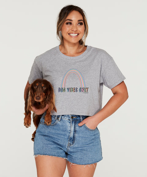 Dog Vibes Only Crop T-Shirt - The Dog Mum