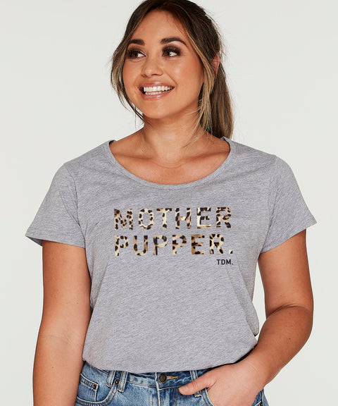Motherpupper: Leopard Scoop T-Shirt - The Dog Mum