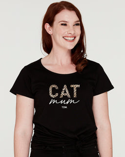 Cat Mum: Leopard Scoop T-Shirt - The Dog Mum