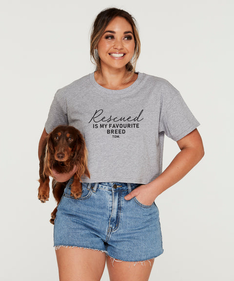 Rescued Is My Favourite Breed Crop T-Shirt - The Dog Mum