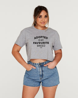 Adopted Is My Favourite Breed: Crop T-Shirt - The Dog Mum