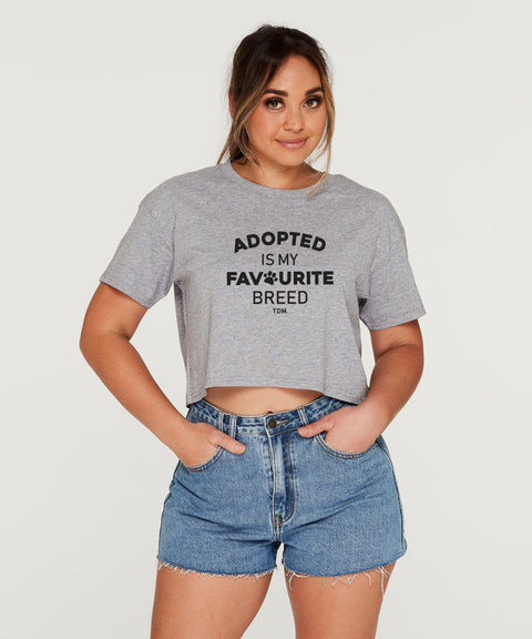 Adopted Is My Favourite Breed: Crop T-Shirt - The Dog Mum