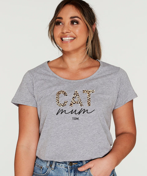 Cat Mum: Leopard Scoop T-Shirt - The Dog Mum