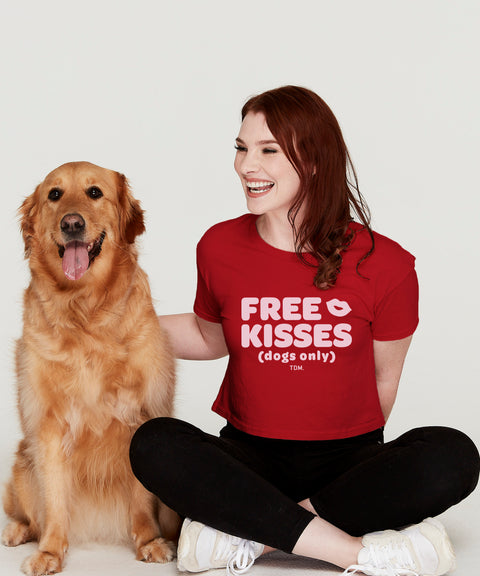 Free Kisses (Dogs Only) Crop T-Shirt - The Dog Mum