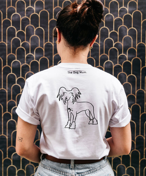 Chinese Crested Mum Illustration: Unisex T-Shirt - The Dog Mum