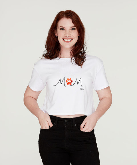 Mum Paw Print Crop T-Shirt