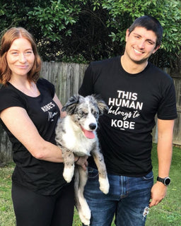 This Human Belongs To [Dog Name] Men's T-Shirt - The Dog Mum