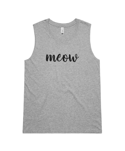 Meow (Thick Cursive) Ladies Tank - The Dog Mum