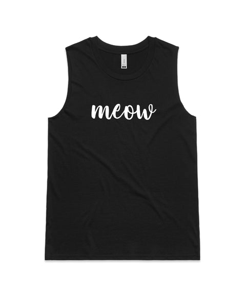 Meow (Thick Cursive) Ladies Tank - The Dog Mum