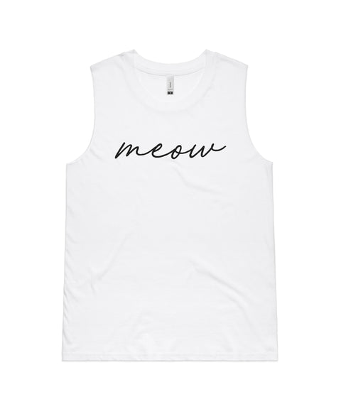 Meow (Thin Cursive) Ladies Tank - The Dog Mum