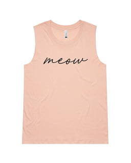 Meow (Thin Cursive) Ladies Tank - The Dog Mum