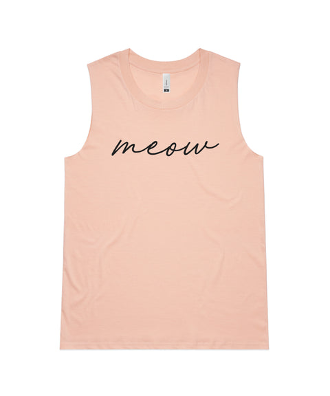 Meow (Thin Cursive) Ladies Tank - The Dog Mum