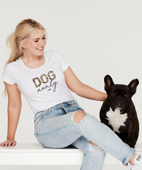 Dog Aunty: Leopard Scoop T-Shirt - The Dog Mum