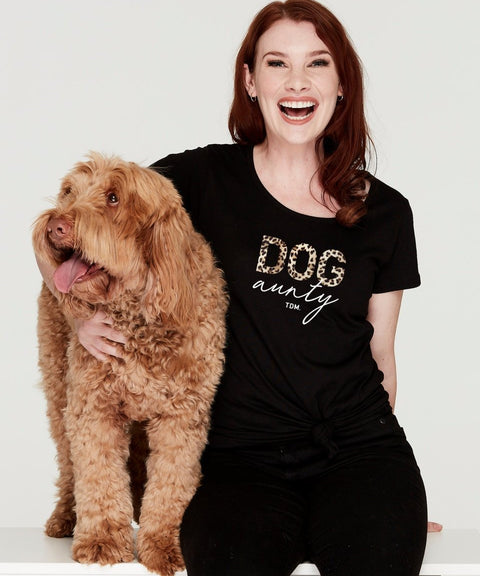 Dog Aunty: Leopard Scoop T-Shirt - The Dog Mum