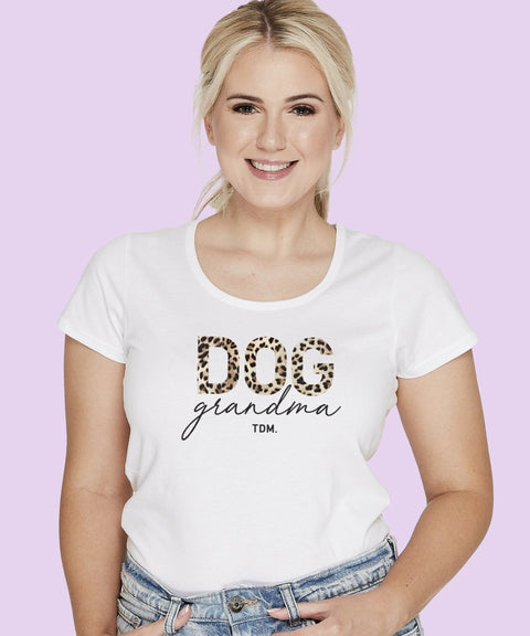 Dog Grandma: Leopard Scoop T-Shirt - The Dog Mum
