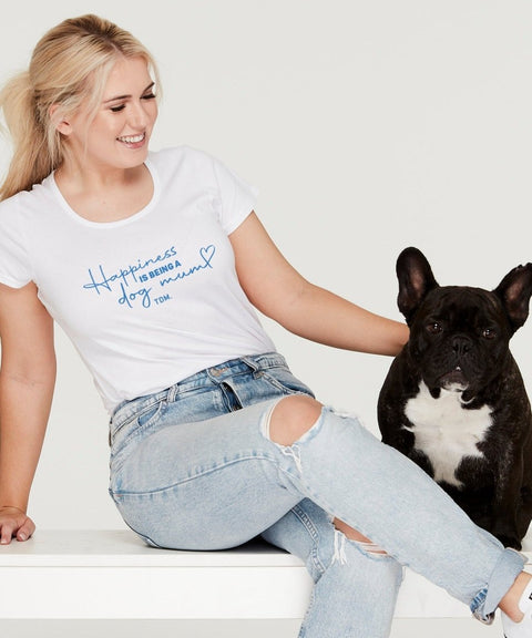 SALE - Happiness Is Being A Dog Mum: Scoop T-Shirt - Size M - The Dog Mum