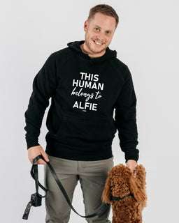 This Human Belongs To [Dog Name] Men's Hoodie - The Dog Mum