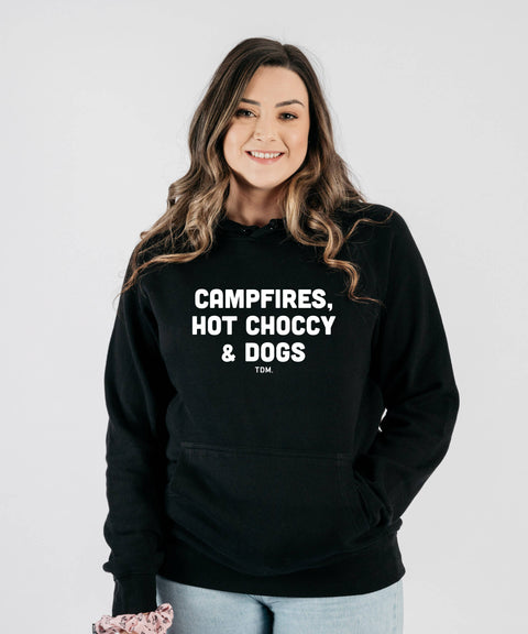 Campfires Hot Choccy & Dogs: Unisex Hoodie - The Dog Mum