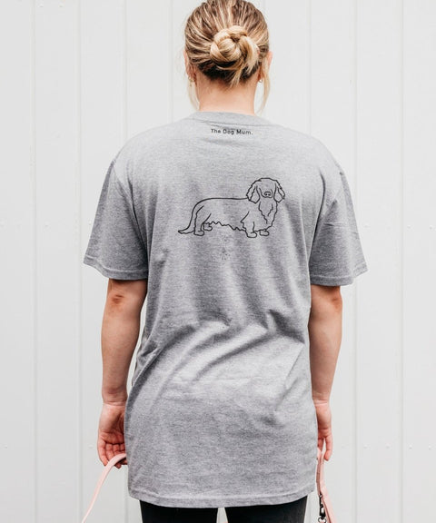 Long Haired Dachshund Mum Illustration: Unisex T-Shirt - The Dog Mum