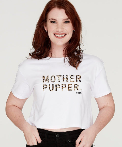 Motherpupper: Leopard Crop T-Shirt - The Dog Mum