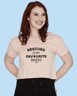 Rescued Is My Favourite Breed: Crop T-Shirt - The Dog Mum