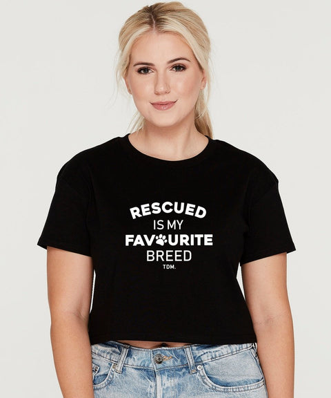 Rescued Is My Favourite Breed: Crop T-Shirt - The Dog Mum