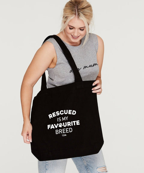 Rescued Is My Favourite Breed: Luxe Tote Bag - The Dog Mum