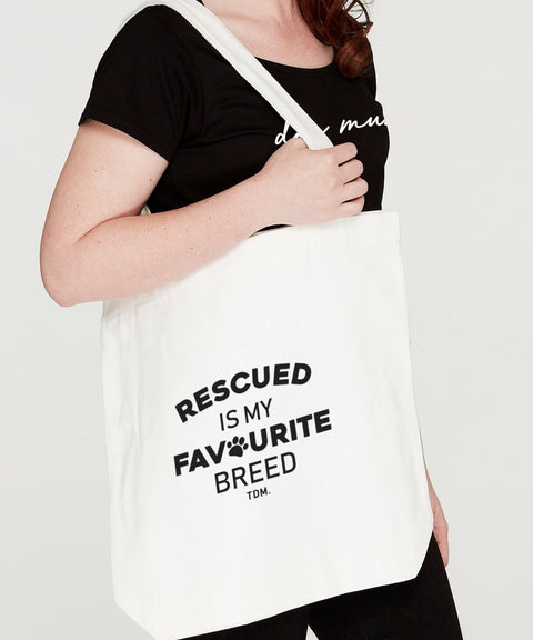 Rescued Is My Favourite Breed: Luxe Tote Bag - The Dog Mum