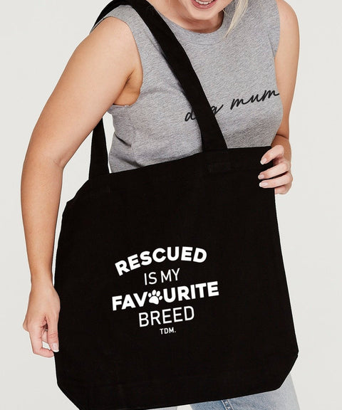 Rescued Is My Favourite Breed: Luxe Tote Bag - The Dog Mum