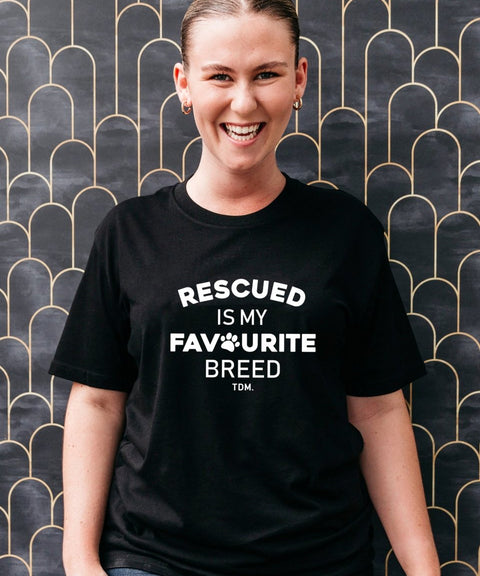 Rescued Is My Favourite Breed: Unisex T-Shirt - The Dog Mum