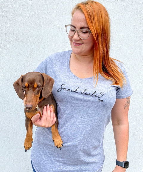 Snack Dealer (Cursive) Scoop T-Shirt - The Dog Mum