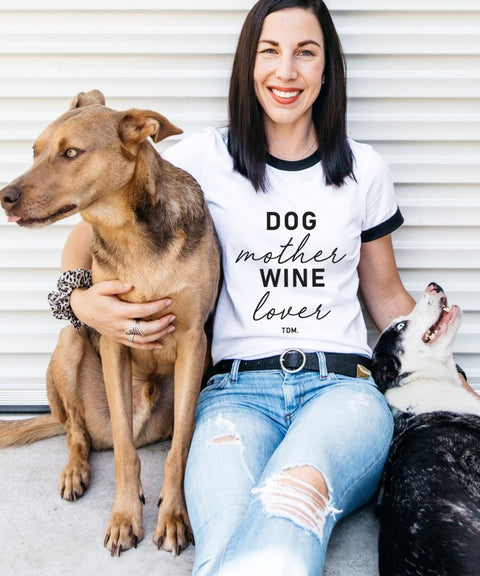 Dog Mother Wine Lover Ringer T-Shirt - The Dog Mum