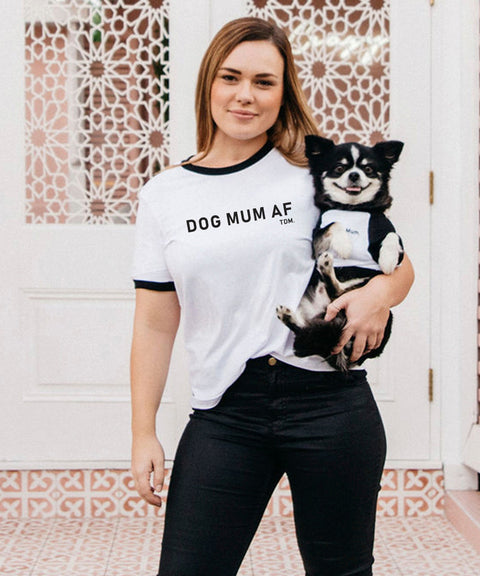 Dog Mum AF Ringer T-Shirt - The Dog Mum