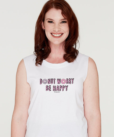 Donut Worry Be Happy Tank - The Dog Mum