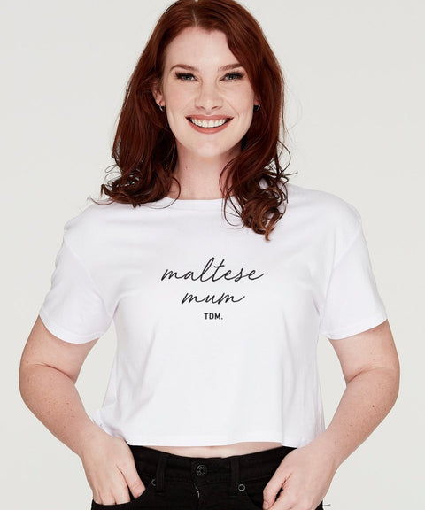 Maltese Mum Illustration: Crop T-Shirt - The Dog Mum