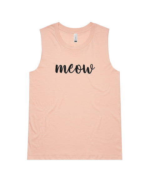 Meow (Thick Cursive) Ladies Tank - The Dog Mum