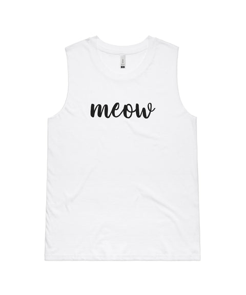 Meow (Thick Cursive) Ladies Tank - The Dog Mum