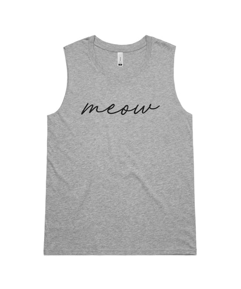 Meow (Thin Cursive) Ladies Tank - The Dog Mum