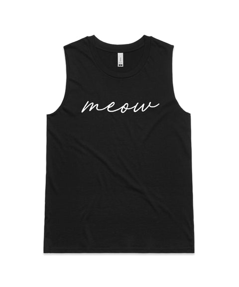 Meow (Thin Cursive) Ladies Tank - The Dog Mum