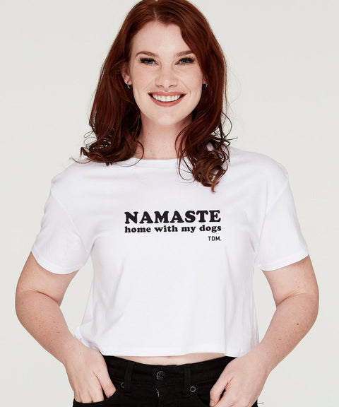 Namaste Home With My Dog/s Crop T-Shirt - The Dog Mum