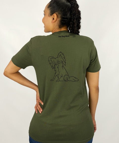 Papillon Mum Illustration: Unisex T-Shirt - The Dog Mum