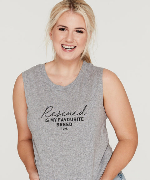 Rescued Is My Favourite Breed Ladies Tank - The Dog Mum