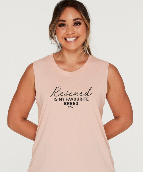 Rescued Is My Favourite Breed Ladies Tank - The Dog Mum