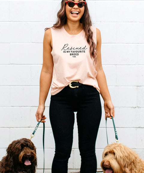 Rescued Is My Favourite Breed Ladies Tank - The Dog Mum