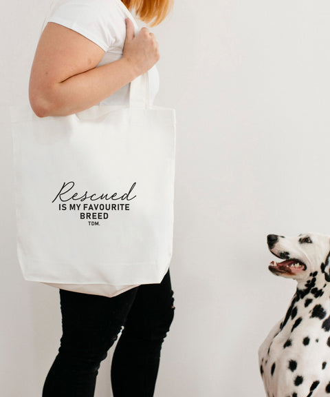 Rescued Is My Favourite Breed Luxe Tote Bag - The Dog Mum