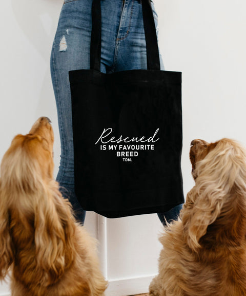 Rescued Is My Favourite Breed Luxe Tote Bag - The Dog Mum