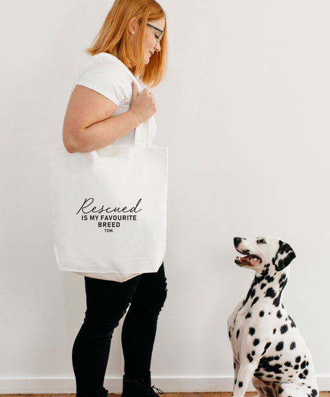 Rescued Is My Favourite Breed Luxe Tote Bag - The Dog Mum